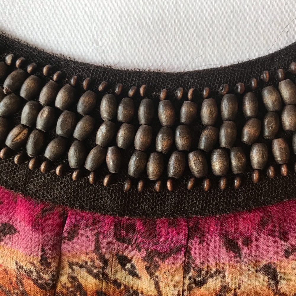 Soft & Flowing Sleeveless Blouse w/Beaded Collar